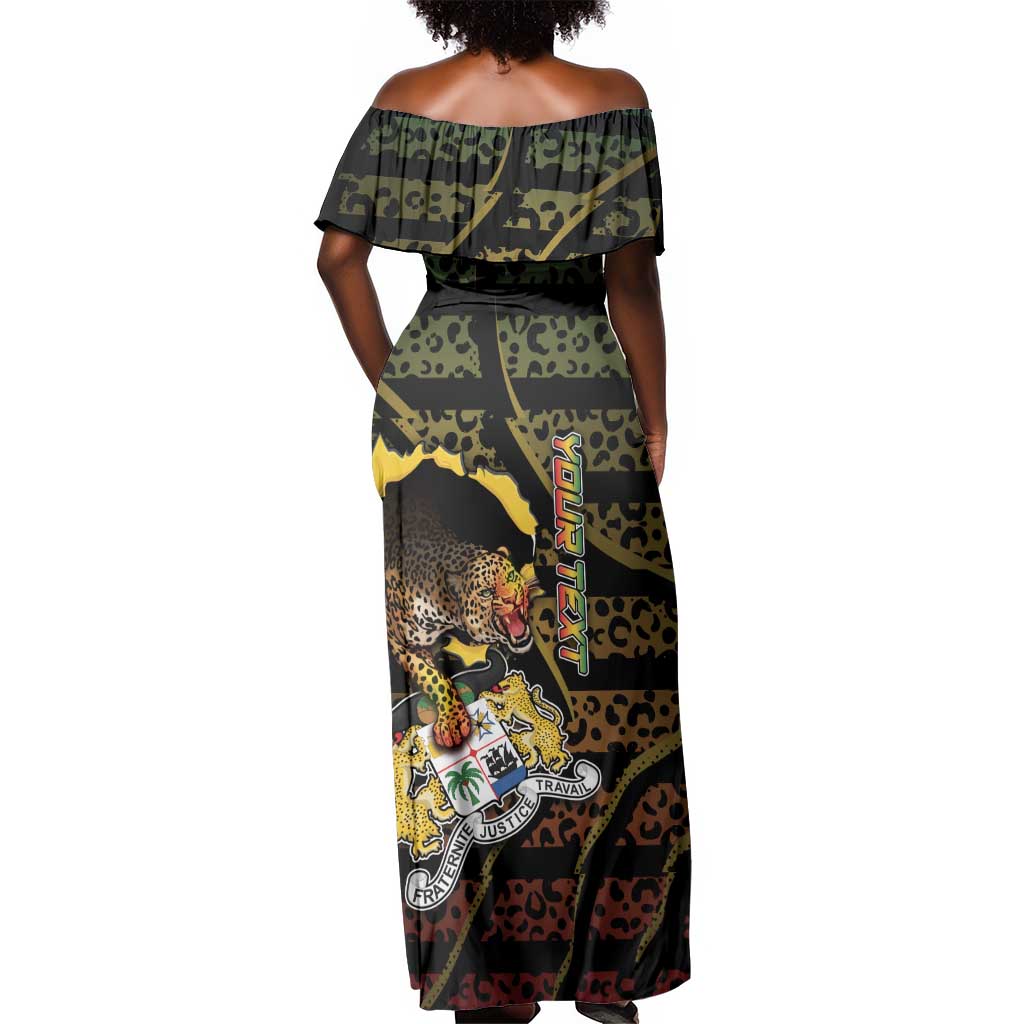 Personalized Benin Off Shoulder Maxi Dress Powerful African Leopard - Wonder Print Shop