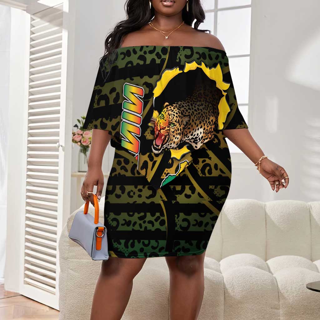 Personalized Benin Off Shoulder Short Dress Powerful African Leopard - Wonder Print Shop