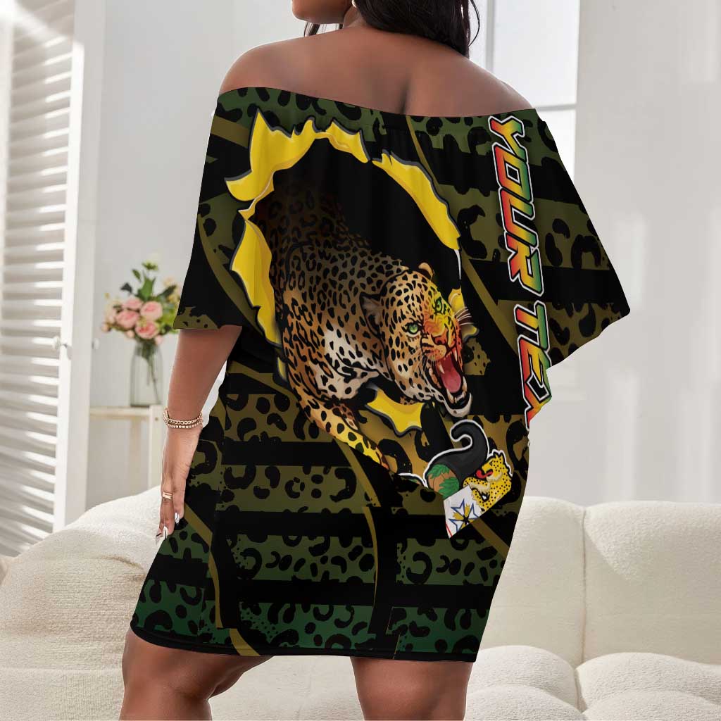 Personalized Benin Off Shoulder Short Dress Powerful African Leopard - Wonder Print Shop