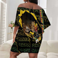 Personalized Benin Off Shoulder Short Dress Powerful African Leopard - Wonder Print Shop