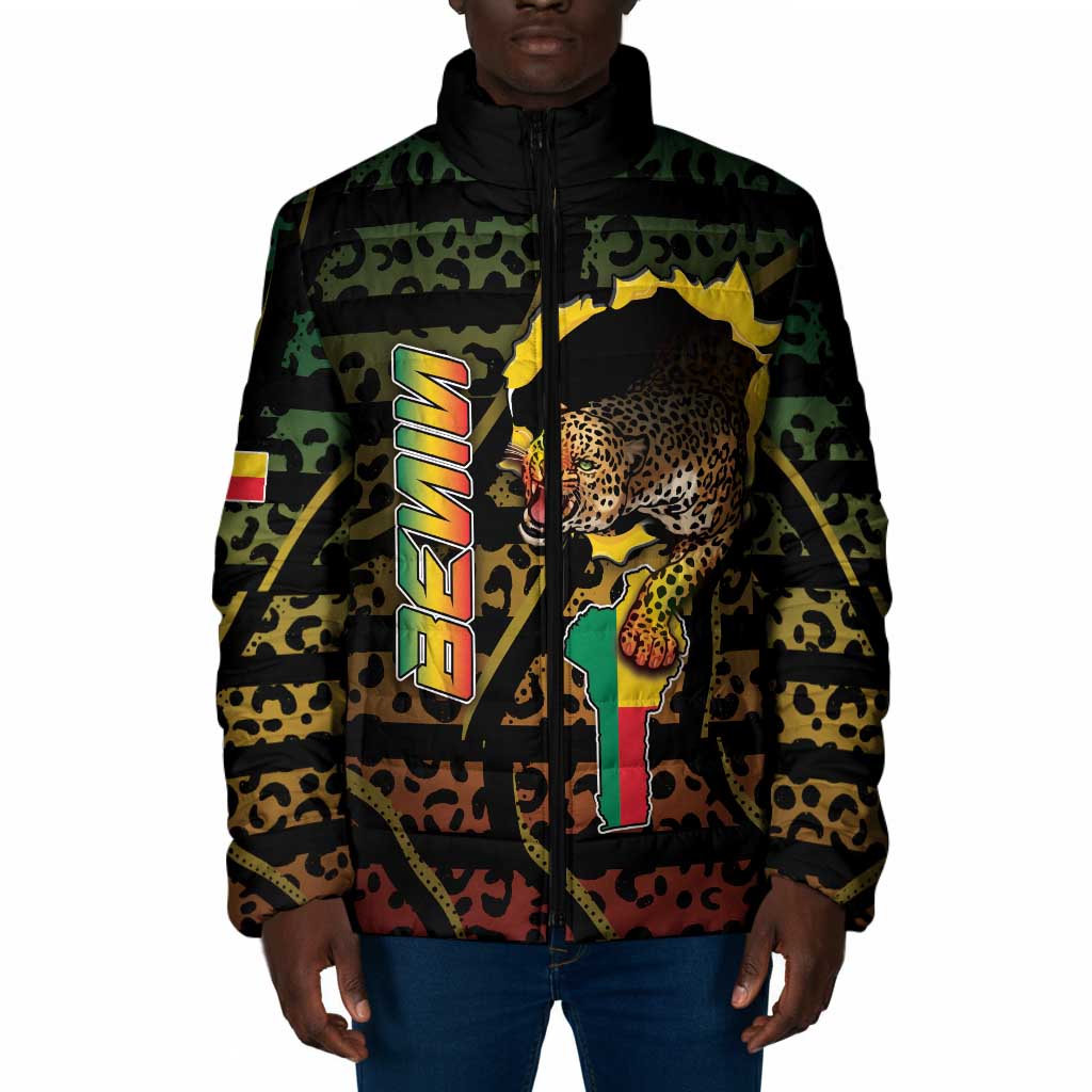 Personalized Benin Padded Jacket Powerful African Leopard - Wonder Print Shop