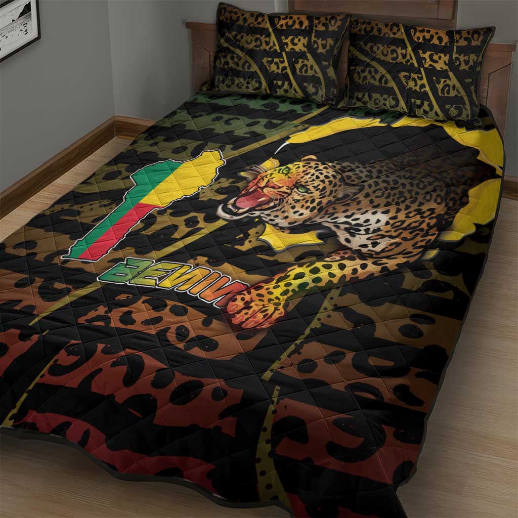 Benin Quilt Bed Set Powerful African Leopard - Wonder Print Shop