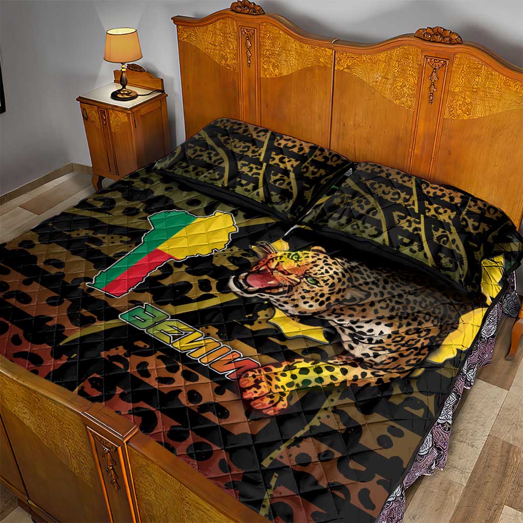 Benin Quilt Bed Set Powerful African Leopard - Wonder Print Shop