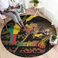 Benin Round Carpet Powerful African Leopard - Wonder Print Shop