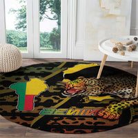 Benin Round Carpet Powerful African Leopard - Wonder Print Shop