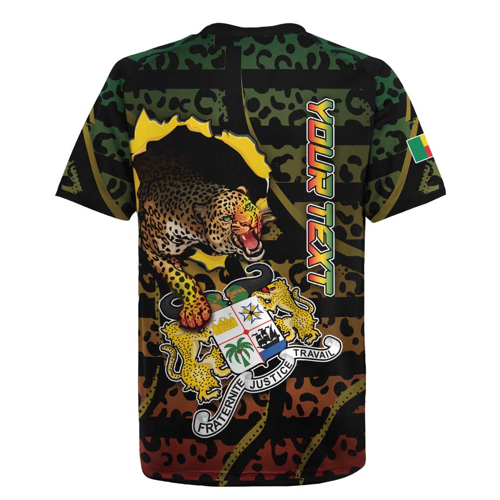 Personalized Benin Rugby Jersey Powerful African Leopard - Wonder Print Shop