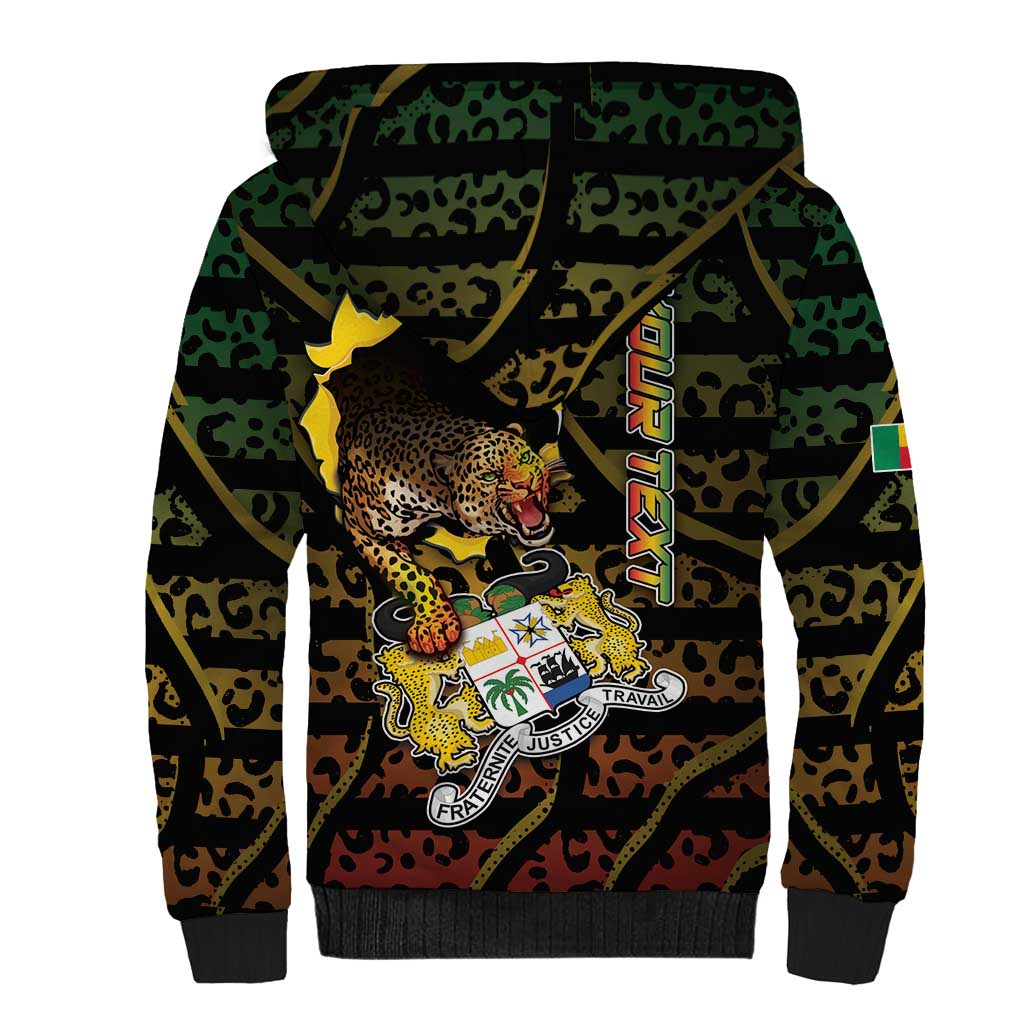 Personalized Benin Sherpa Hoodie Powerful African Leopard - Wonder Print Shop