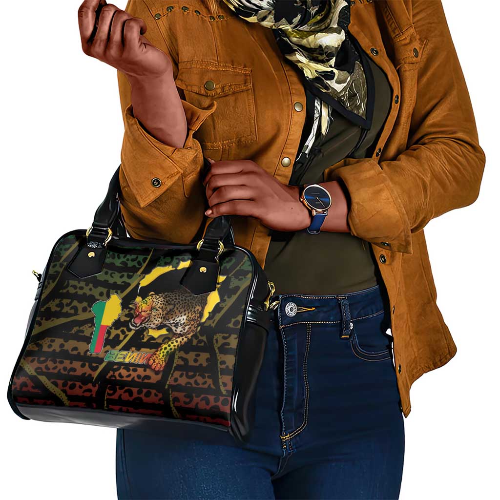 Benin Shoulder Handbag Powerful African Leopard - Wonder Print Shop