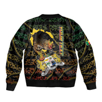 Personalized Benin Sleeve Zip Bomber Jacket Powerful African Leopard - Wonder Print Shop