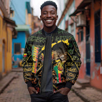 Personalized Benin Sleeve Zip Bomber Jacket Powerful African Leopard - Wonder Print Shop