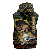 Personalized Benin Sleeveless Hoodie Powerful African Leopard - Wonder Print Shop