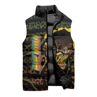 Personalized Benin Sleeveless Puffer Jacket Powerful African Leopard - Wonder Print Shop