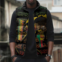 Personalized Benin Sleeveless Puffer Jacket Powerful African Leopard - Wonder Print Shop
