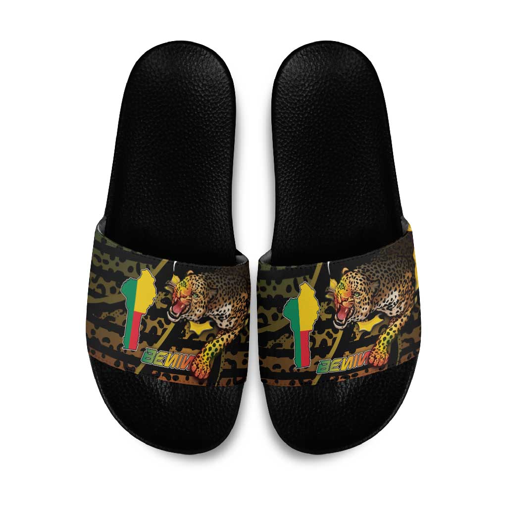 Benin Slide Sandals Powerful African Leopard - Wonder Print Shop