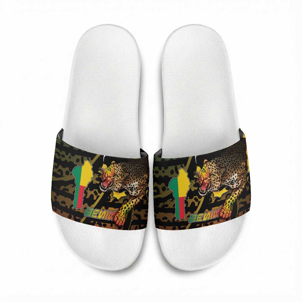 Benin Slide Sandals Powerful African Leopard - Wonder Print Shop