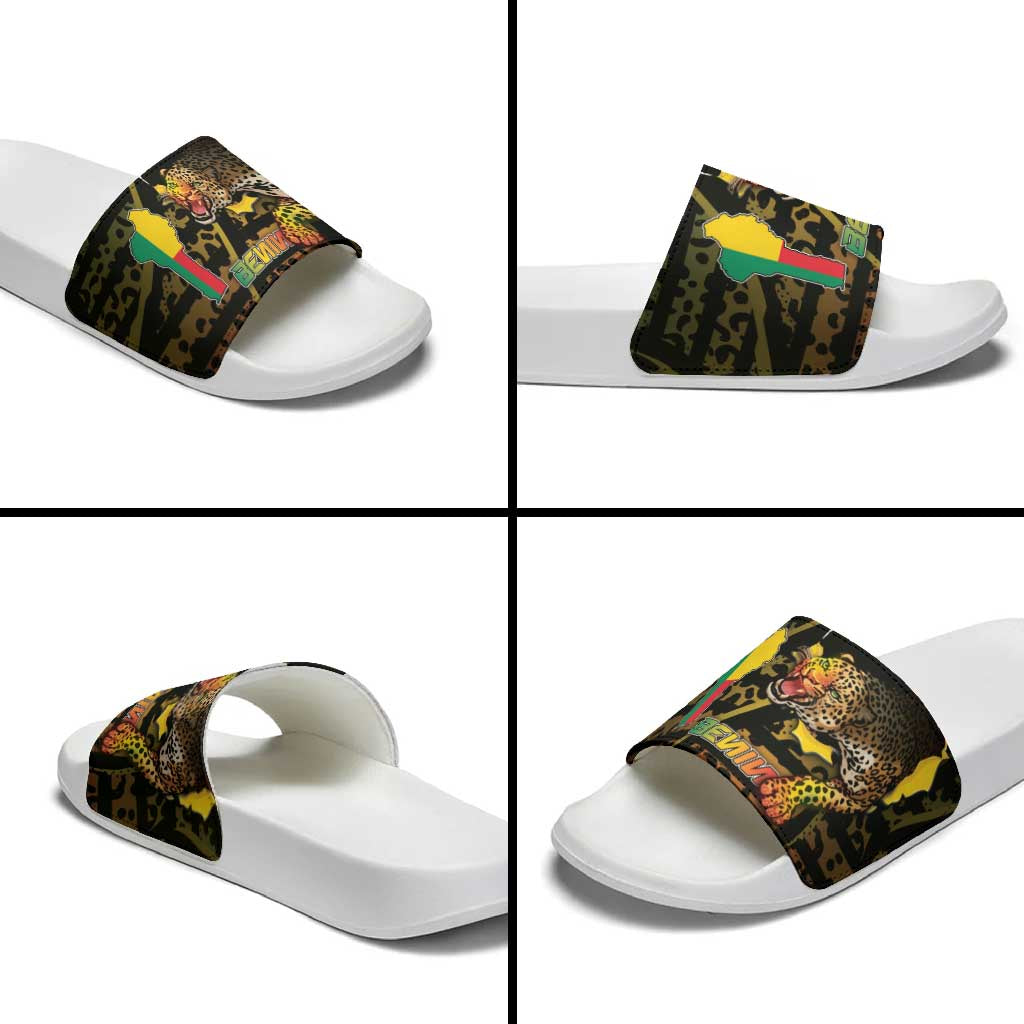 Benin Slide Sandals Powerful African Leopard - Wonder Print Shop