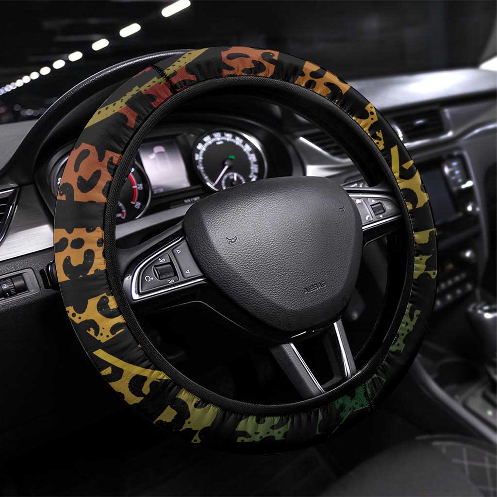 Benin Steering Wheel Cover Powerful African Leopard - Wonder Print Shop