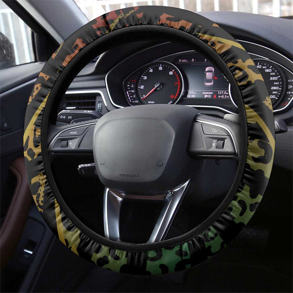 Benin Steering Wheel Cover Powerful African Leopard - Wonder Print Shop