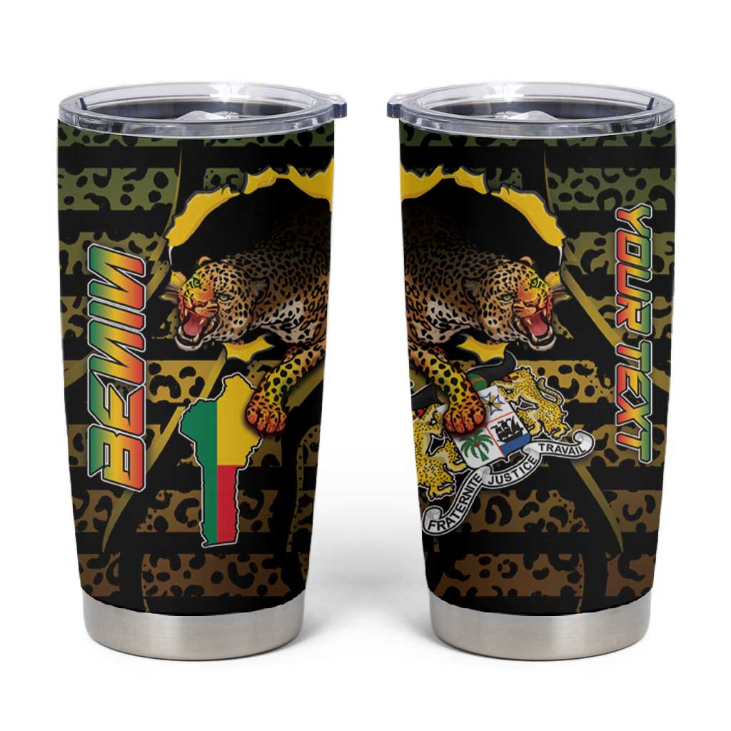Personalized Benin Tumbler Cup Powerful African Leopard - Wonder Print Shop