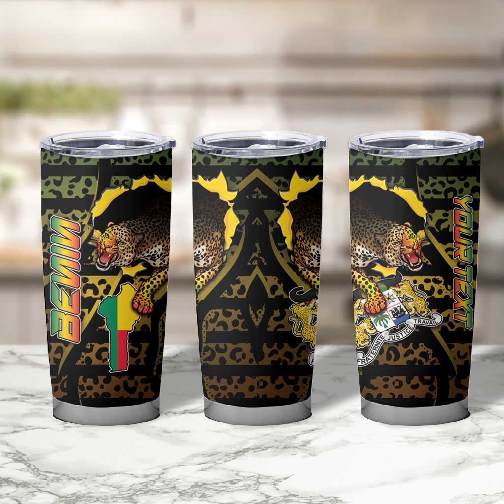 Personalized Benin Tumbler Cup Powerful African Leopard - Wonder Print Shop