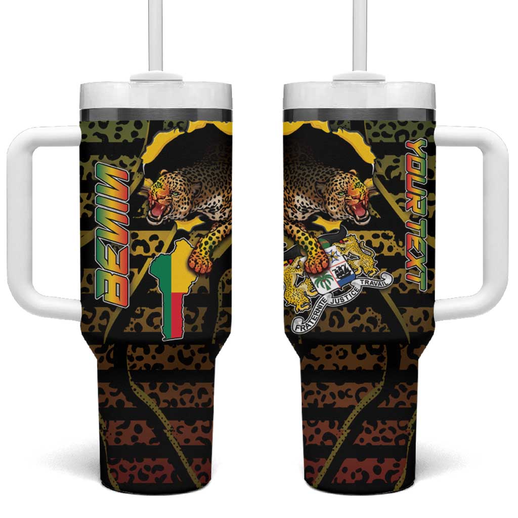 Personalized Benin Tumbler With Handle Powerful African Leopard - Wonder Print Shop