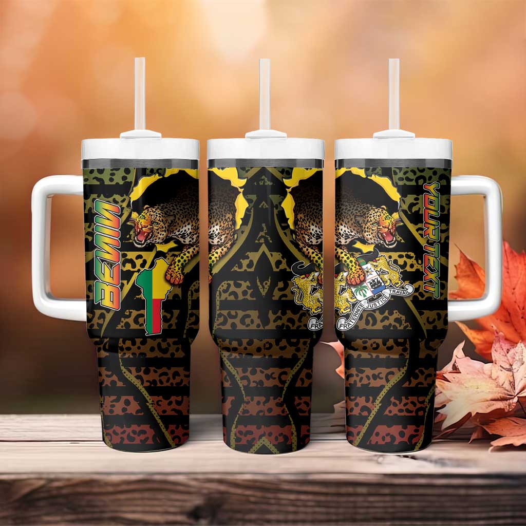 Personalized Benin Tumbler With Handle Powerful African Leopard - Wonder Print Shop