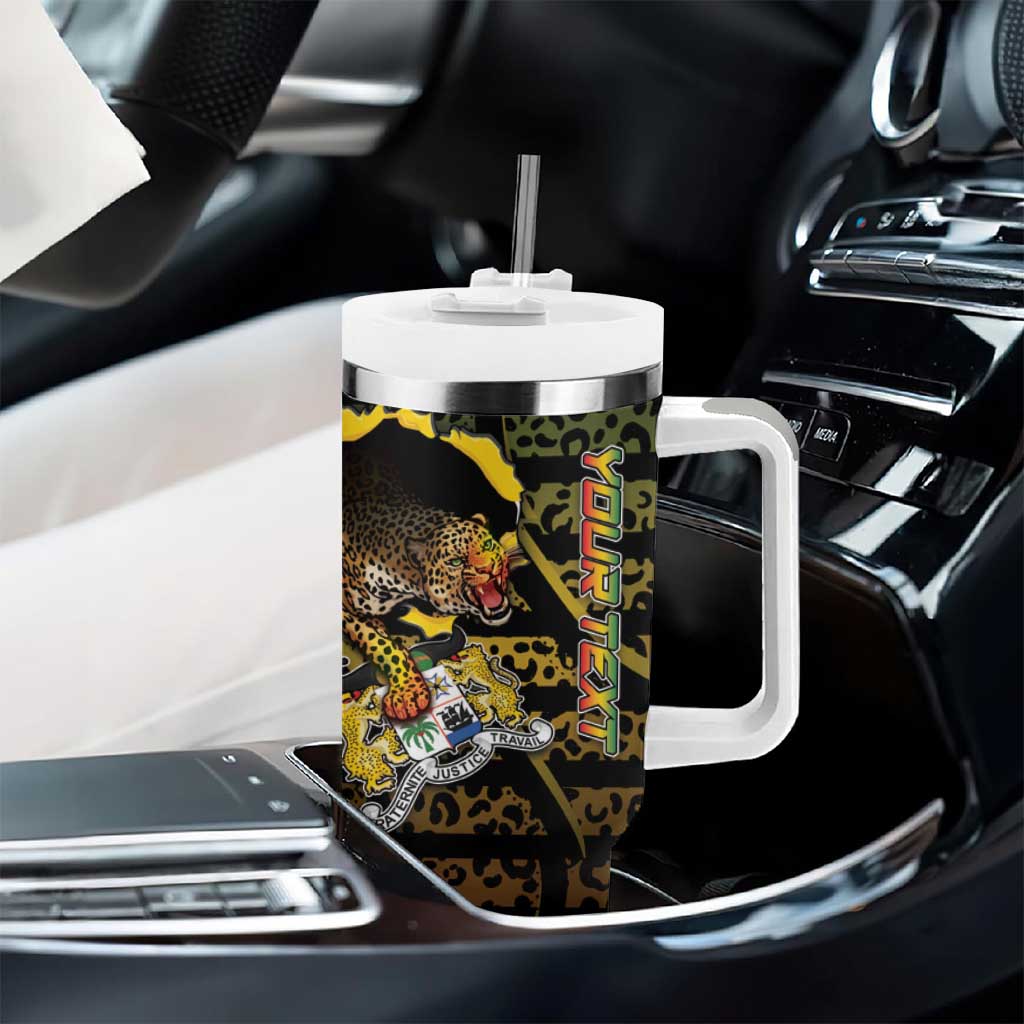 Personalized Benin Tumbler With Handle Powerful African Leopard - Wonder Print Shop