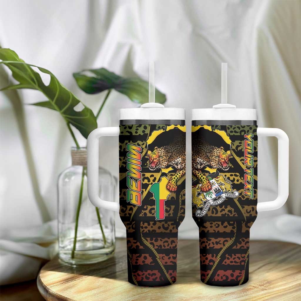 Personalized Benin Tumbler With Handle Powerful African Leopard - Wonder Print Shop