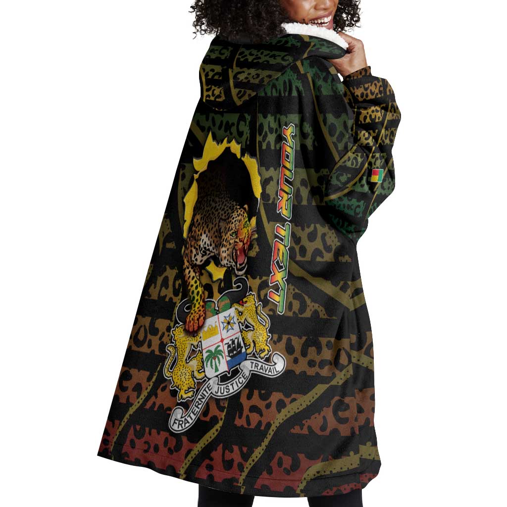 Personalized Benin Wearable Blanket Hoodie Powerful African Leopard - Wonder Print Shop
