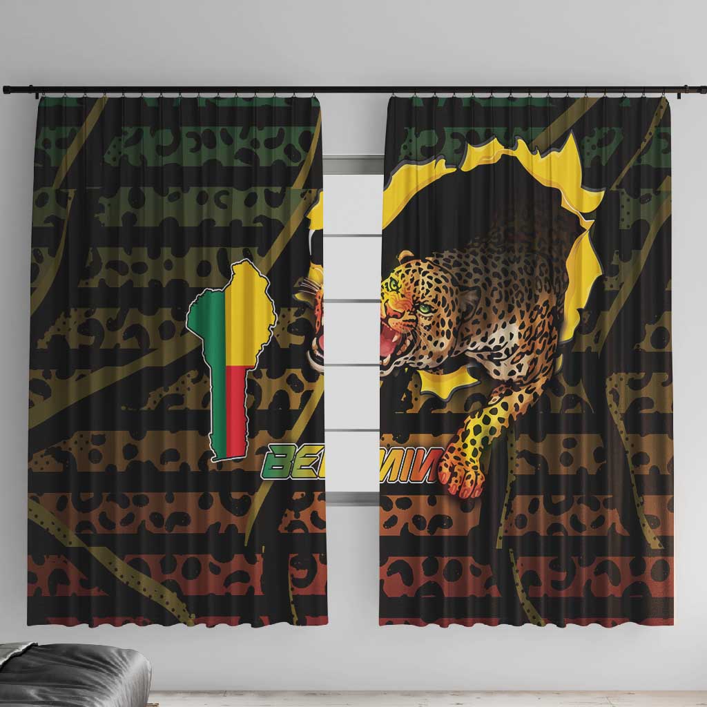 Benin Window Curtain Powerful African Leopard - Wonder Print Shop