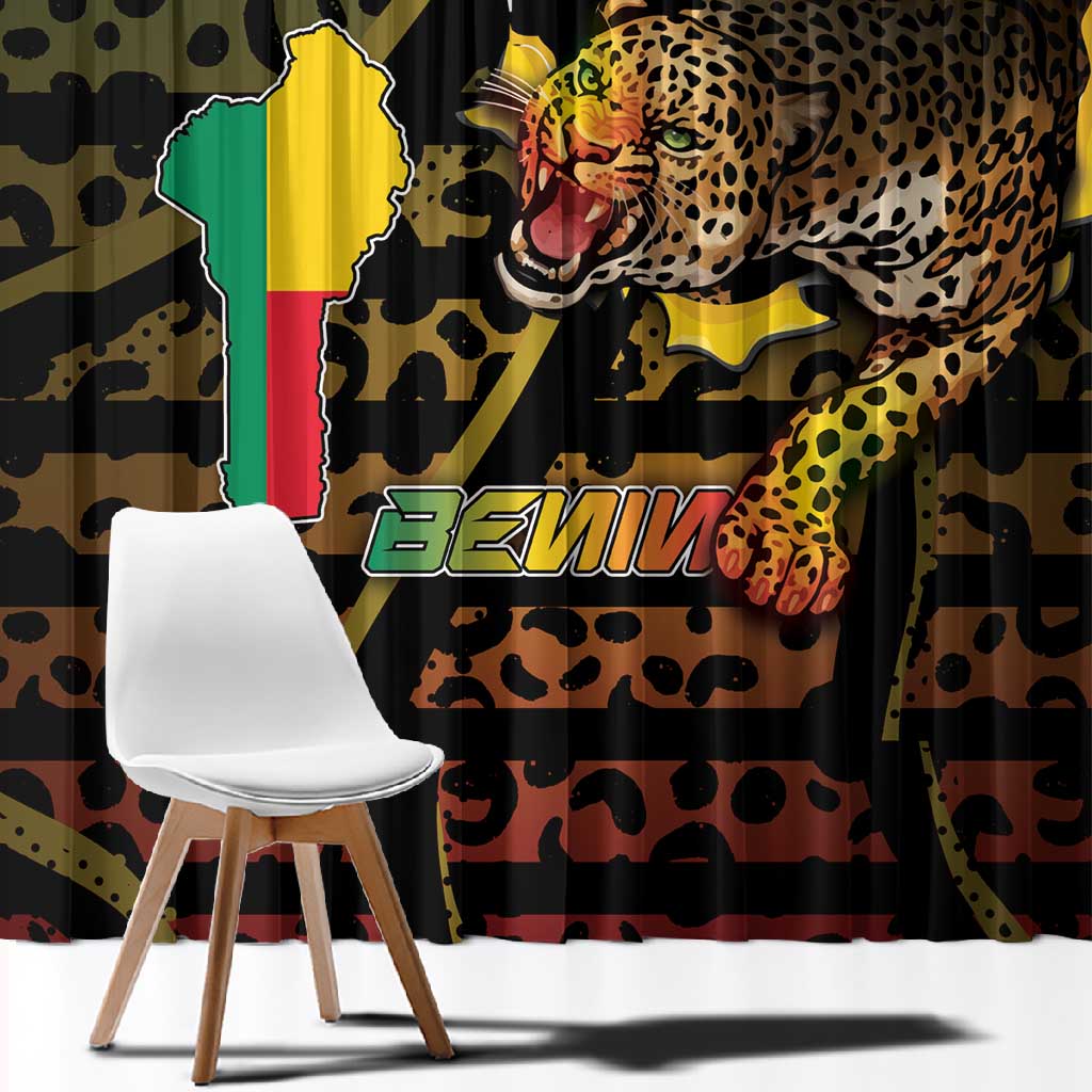 Benin Window Curtain Powerful African Leopard - Wonder Print Shop