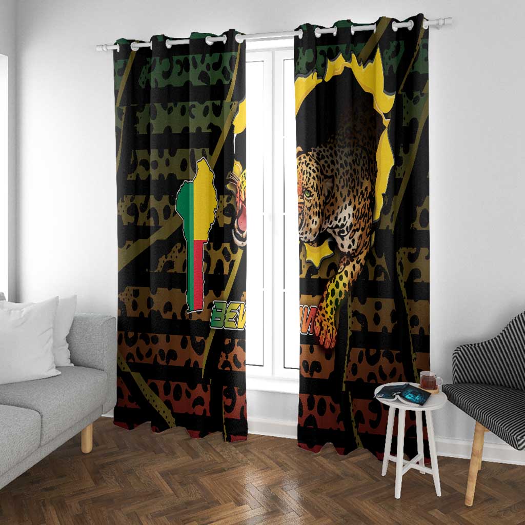 Benin Window Curtain Powerful African Leopard - Wonder Print Shop