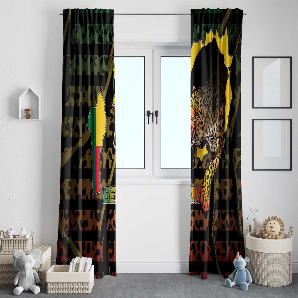Benin Window Curtain Powerful African Leopard - Wonder Print Shop