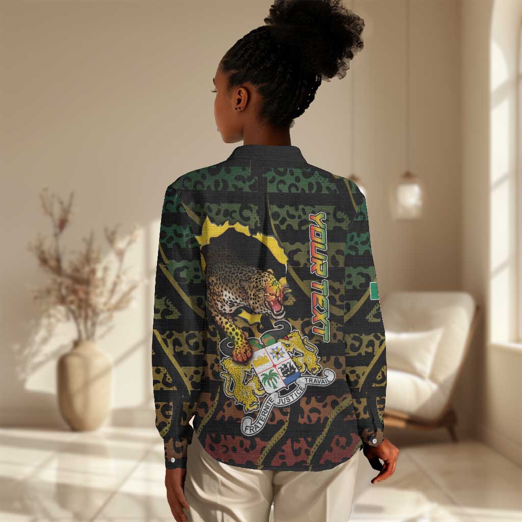 Personalized Benin Women Casual Shirt Powerful African Leopard - Wonder Print Shop