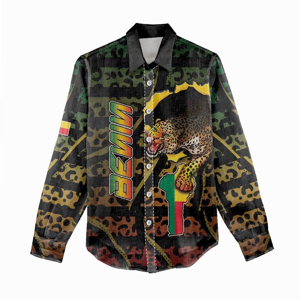Personalized Benin Women Casual Shirt Powerful African Leopard - Wonder Print Shop