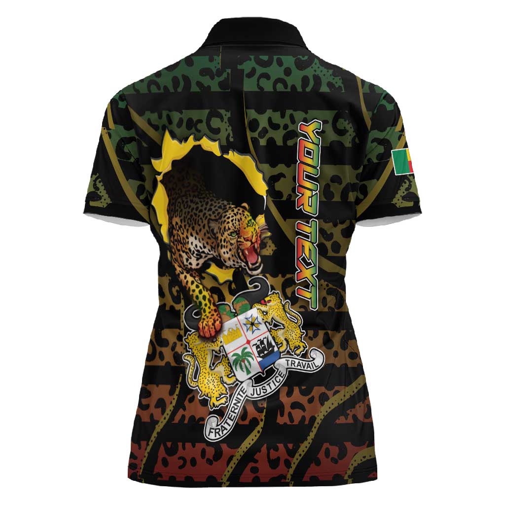 Personalized Benin Women Polo Shirt Powerful African Leopard - Wonder Print Shop