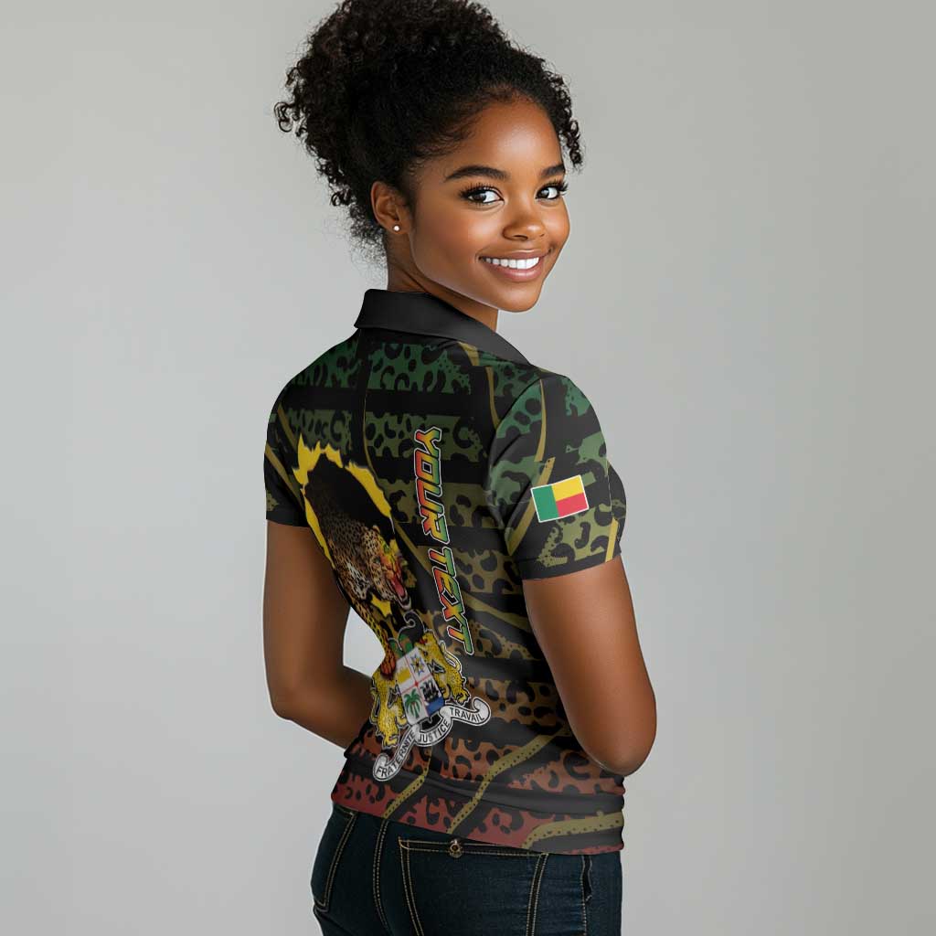 Personalized Benin Women Polo Shirt Powerful African Leopard - Wonder Print Shop