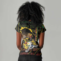 Personalized Benin Women V-Neck T-Shirt Powerful African Leopard - Wonder Print Shop