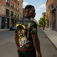 Personalized Benin Zipper Polo Shirt Powerful African Leopard - Wonder Print Shop