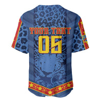 Custom DR Congo Football Baseball Jersey Leopard Jaguar Tribal Pattern With Flags