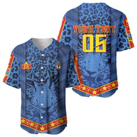 Custom DR Congo Football Baseball Jersey Leopard Jaguar Tribal Pattern With Flags