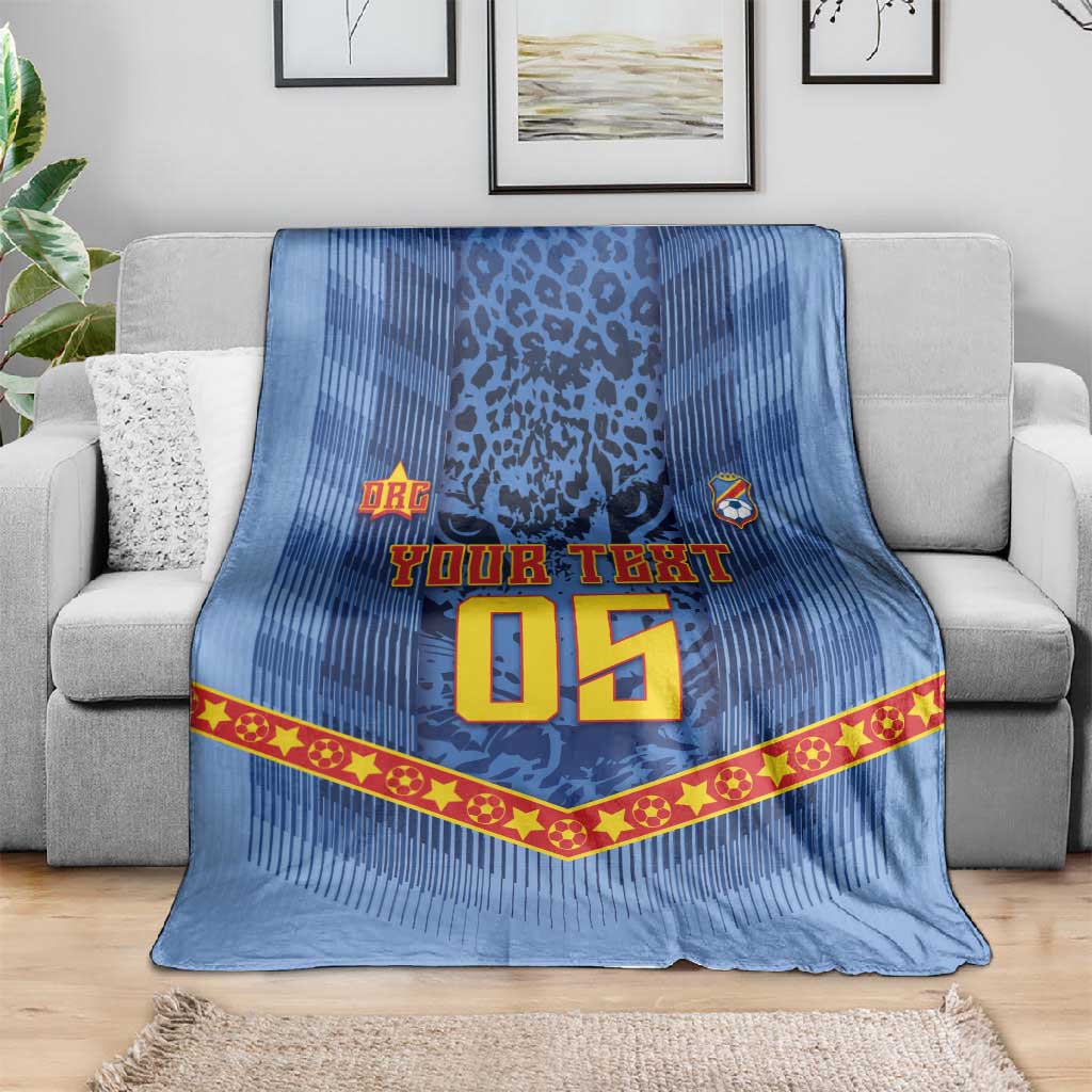 Custom DR Congo Football Blanket Leopard Jaguar Tribal Pattern With Flags