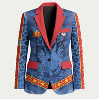 Custom DR Congo Football Blazer Leopard Jaguar Tribal Pattern With Flags