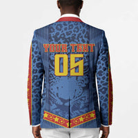 Custom DR Congo Football Blazer Leopard Jaguar Tribal Pattern With Flags