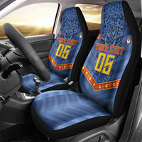 Custom DR Congo Football Car Seat Cover Leopard Jaguar Tribal Pattern With Flags