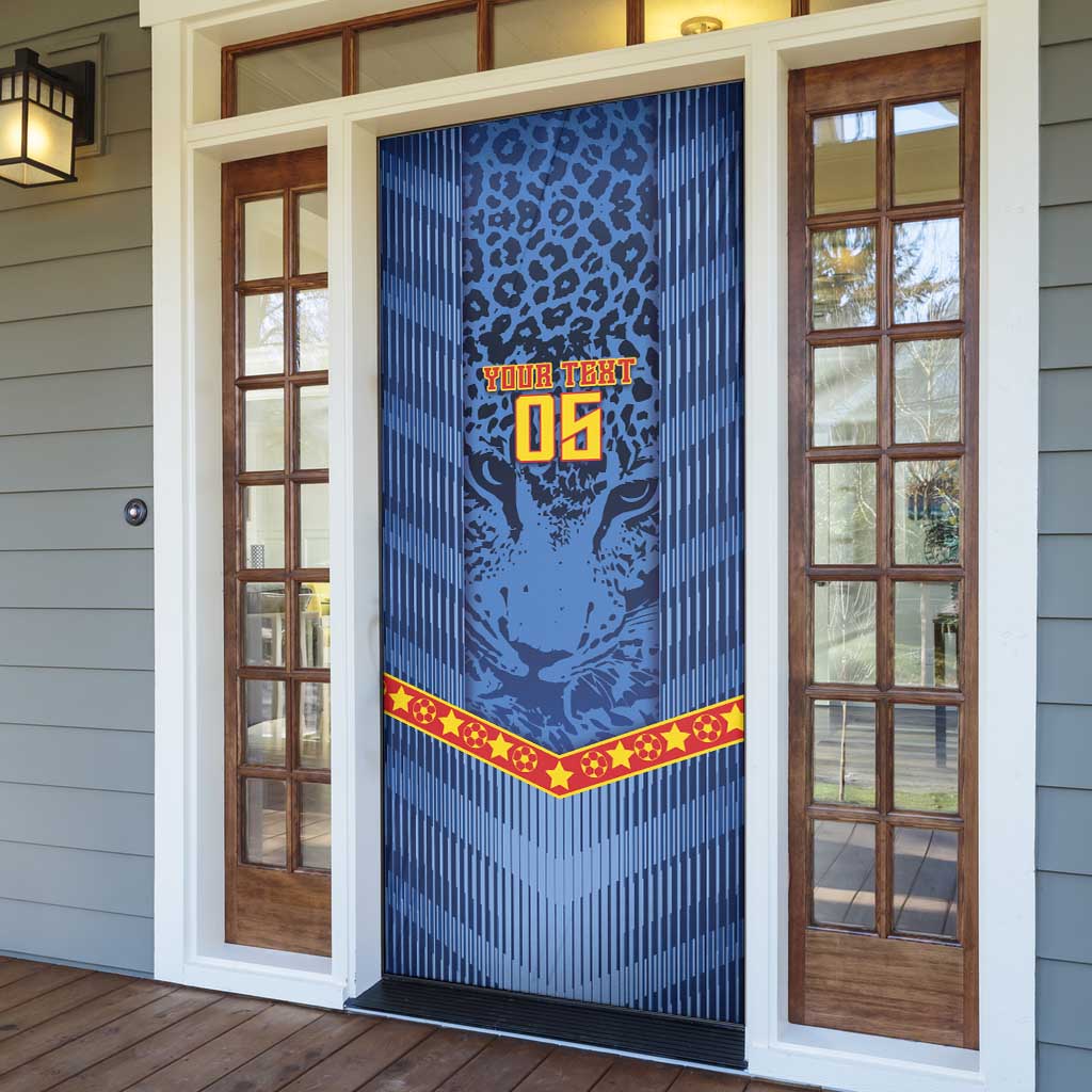 Custom DR Congo Football Door Cover Leopard Jaguar Tribal Pattern With Flags