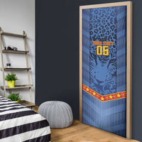 Custom DR Congo Football Door Cover Leopard Jaguar Tribal Pattern With Flags