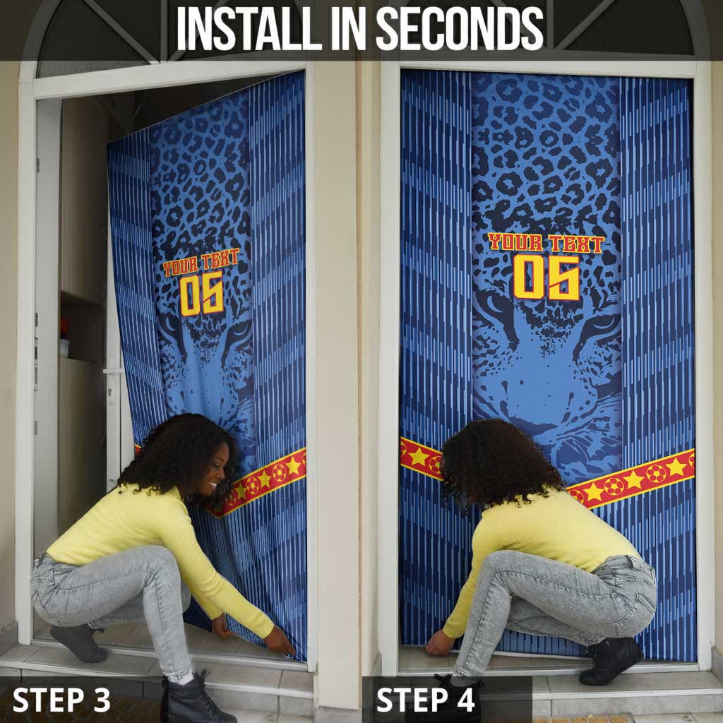 Custom DR Congo Football Door Cover Leopard Jaguar Tribal Pattern With Flags
