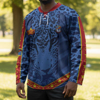 Custom DR Congo Football Hockey Jersey Leopard Jaguar Tribal Pattern With Flags