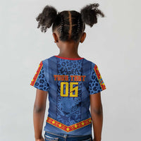 Custom DR Congo Football Kid T shirt Leopard Jaguar Tribal Pattern With Flags